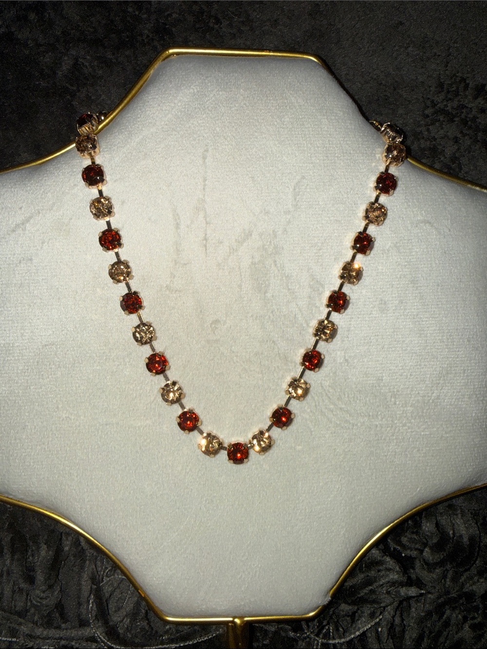Gold-Tone with Two Toned Topaz Crystal Necklace